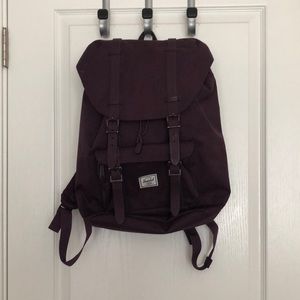 purple Herschel backpack with padded laptop sleeve